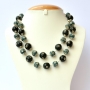 Handmade Necklace with Blue & Black Beads having Metal Flowers Handmade Necklace with Blue & Black Beads having Metal Flowers