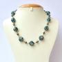 Handmade Necklace with Blue Beads having Metal Rings & Balls Handmade Necklace with Blue Beads having Metal Rings & Balls