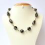 Handmade Necklace with Black Beads having Metal Chains & Rings Handmade Necklace with Black Beads having Metal Chains & Rings