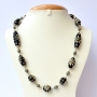 Handmade Necklace with Black Beads having Metal Flower Design Handmade Necklace with Black Beads having Metal Flower Design