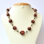Handmade Black Necklace Studded with Red Chain Handmade Black Necklace Studded with Red Chain