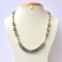 Handmade Necklace Studded with White Rhinestones on Black Base Handmade Necklace Studded with White Rhinestones on Black Base