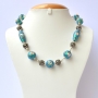 Handmade Blue Glitter Necklace Studded with Rainbow Rhinestones Handmade Blue Glitter Necklace Studded with Rainbow Rhinestones