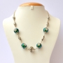 Handmade Teal Glitter Necklace Studded with Aqua & White Rhinestones Handmade Teal Glitter Necklace Studded with Aqua & White Rhinestones