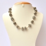 Handmade Black Necklace Studded with White Rhinestones Handmade Black Necklace Studded with White Rhinestones