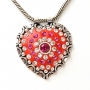 Handmade Heart Shaped Red Pendant Studded with Rhinestones