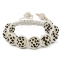 White Macrame Bracelet With Black Rhinestones | MSBR-163