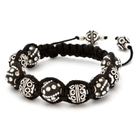 Shamballa Bracelet With Black Kashmiri Beads & Copper Beads | MSBR-160