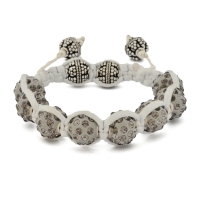 Gray Shamballa Bracelet With Gray Rhinestones | MSBR-168