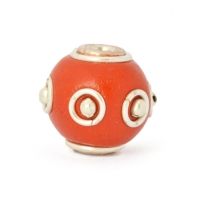 Red Round Beads Studded with Metal Rings & Metal Balls