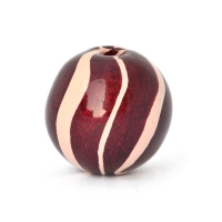 Maroon Round Lac Beads with White Stripes