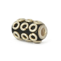 Black Cylindrical Beads Studded with Silver Plated Rings