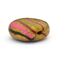 Golden Tablet Beads with Multicolor Stripes