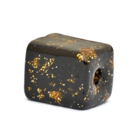 Black Square Beads having Golden Spots