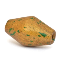 Golden Barrel Shaped Beads having Green Spots