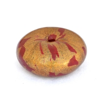 Golden Disc Shaped Beads having Red Spots