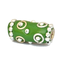 Green Beads Studded with Metal Rings & Metal Balls