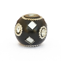 Black Beads Studded with Metal Rings, Mirrors & Rhinestones