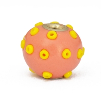 Pink Kashmiri Beads Studded with Yellow Seed Beads