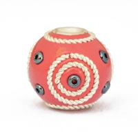 Red Kashmiri Beads Studded with Metal Rings & Seed Beads