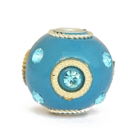 Blue Kashmiri Beads Studded with Blue Rhinestones & Accessories