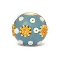 Blue Beads Studded with Seed Beads & Flower Accessories