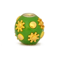 Green Kashmiri Beads Studded with Golden Flower Accessories