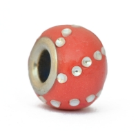 Red Euro Style Beads Studded with Silver Color Accessories