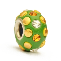 Green Euro Style Bead Studded with Rhinestones & Accessories