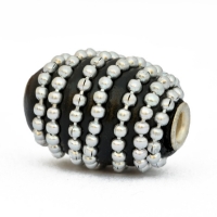 Black Cylindrical Kashmiri Beads Studded Metal Chain