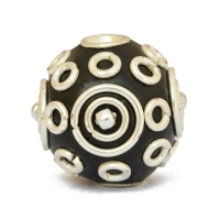 Black Kashmiri Beads Studded with Metal Rings + Balls