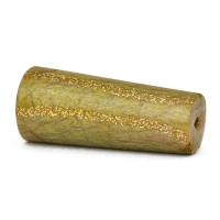 Green Tube Lac Beads with Golden Stripes