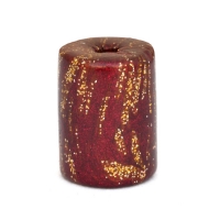 Maroon Cylindrical Beads with Golden Spots