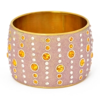 Handmade Purple Bangle Studded with Metal Rings & Rhinestones