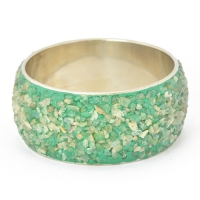 Handmade Green Bangle Studded with Aventurine Quartz