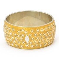Handmade Shining Golden Bangle Studded with Metal Rings & Mirror Chips
