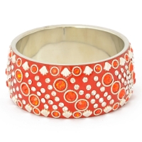 Handmade Red Bangle Studded with Metal Accessories & Rhinestones