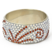Handmade Bangle Studded with White & Brown Rhinestones (Front View)