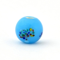 Blue Glass Beads with Multicolor Dots