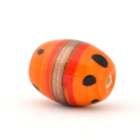 Orange Glass Beads with Black Dots & Brown Stripes