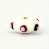 White Glass Beads with Red & White Spikes