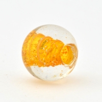 Transparent Round Glass Beads with Yellow Hole Lining