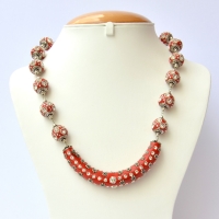 Red Handmade Necklace Studded with Rhinestones & Accessories