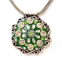 Handmade Green Pendant Studded with Rhinestones & Accessories
