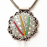 Handmade Gray Pendant Studded with Metal Chains & Accessories