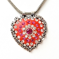 Handmade Heart Shaped Red Pendant Studded with Rhinestones