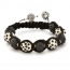 Black And White Shamballa Bracelet With Black Rhinestones | MSBR-161