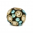 Black Beads Studded with Metal Rings & Aqua + White Rhinestones