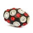 Black Beads Studded with Silver Rings & Red + White Rhinestones