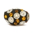 Black Beads Studded with Silver Rings & Orange + White Rhinestones